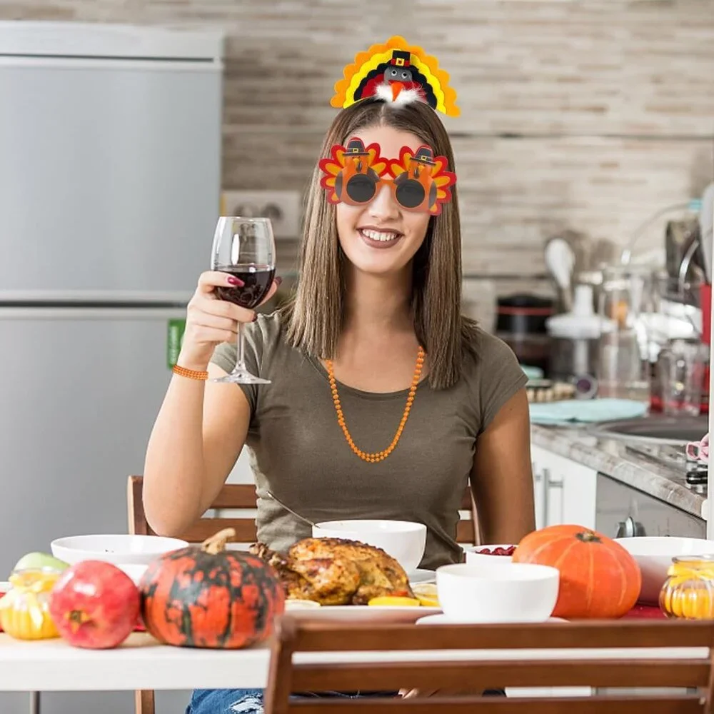 Thanksgiving Party Accessories Turkey Headband and Sunglasses Costume Props - Picture 8 of 9